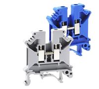 Bloque de terminales de tornillo Universal, carril Din UK, Morsettiera 2.5B/3/5/6/10/16N/35, Conector de Cable Eléctrico, Bornier de latón, 50 Uds.(Blue,UK-5N (50Pcs))
