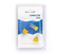 Bloque de terminales transparente y amarillo, 3 uds/blíster, ideal para conexiones eléctricas y reparaciones en proyectos eléctricos.