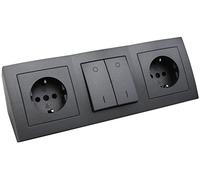 McPower - Bloque de enchufes para debajo de los muebles | Flair | 2 enchufes con protección de contacto + 1 x interruptor, 230 V ~ 16 A, construcción, antracita gris oscuro mate