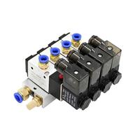 Bloque de válvula solenoide neumática 3V210-08 multiopción 220V 24V con colector de Base de ajuste de silenciador 2/3/4/5/6 fila 3 puertos(4 Row 8mm fitting,AC220V)