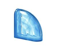 Bloque de Vidrio Azul Ondulado Terminal Curvo Pegasus, 19 X 19 X 8 Cm