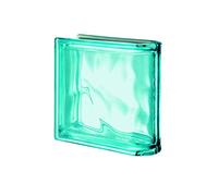 Bloque de Vidrio Metalizado Aguamarina Terminal Lineal Ondulado Pegasus, 19 X 19 X 8 Cm