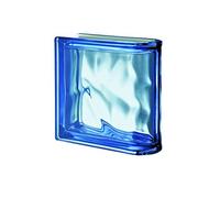 Bloque de Vidrio Metalizado Azul Terminal Lineal Ondulado Pegasus, 19 X 19 X 8 Cm