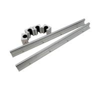 Bloque deslizante de rodamiento lineal con riel deslizante, 2 piezas, eje de riel de guía lineal SBR16, soporte completamente deslizante de 200-1000 mm + 4 piezas de bloque de rodamiento lineal