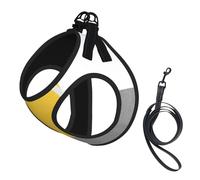 Bloque geométrico Amarillo, Gris y Blanco,Arnés para Mascotas, arnés Reflectante Ajustable para Perros,L
