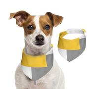 Bloque geométrico Amarillo, Gris y Blanco,Pañuelos de algodón para Perros, Bufandas Ajustables para Mascotas,S