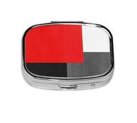 Bloque geométrico rojo, gris, blanco y negro, pastillero con 2 compartimentos, organizador portátil