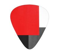 Bloque geométrico rojo, gris, negro y blanco,12 púas de guitarra, 3 grosores diferentes para guitarra acústica, bajo y ukelele