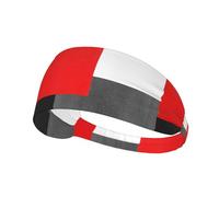 Bloque geométrico Rojo, Gris, Negro y Blanco,Banda Deportiva para el Sudor Unisex, Multiusos, elástica para el Pelo