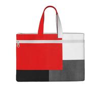 Bloque geométrico rojo, gris, negro y blanco,Bolsa de lona para documentos con cremallera, bolso de mano, maletín para la escuela y la oficina.