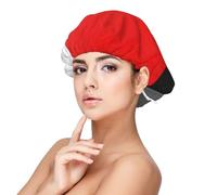 Bloque geométrico rojo, gris, negro y blanco,Gorro de dormir de satén para adultos - Gorro de dormir elástico para mujer, cubrecabello nocturno