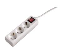 Bloque multitoma de 3 salidas con interruptor, 1,4m, blanco