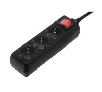 Bloque multitoma de 3 salidas con interruptor, 1,4m, negro
