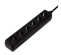 Bloque multitoma de 6 salidas, 1,4m, negro