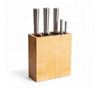 Bloque para Cuchillos Relaxdays sin Cuchillos, bambú, Inserto de cerdas, 26 x 23 x 11,5 cm, Natural/Negro