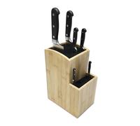 Bloque para Cuchillos Relaxdays vacío, bambú, 2 Niveles, HBT 25,5 x 11,5 x 18 cm, Soporte para Cuchillos, Natural/Negro