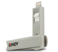 Bloqueador de puerto USB Type C - LINDY - Kit con llave y 4 cerraduras - Blanco - Garantía 2 años