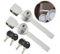 Bloqueo Ajustable Hoja Corredera Cerradura para Puerta Vitrina De Cristal 2Pcs Bloqueos de Escaparate + 4Pcs Llaves