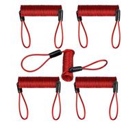 Bloqueo de Freno de Disco Cable de Acero PVC Rojo 5 Piezas, Alarma | Uso Flexible en Bicicleta, Scooter Eléctrico y Moto, Seguridad Antirrobo, Alta Protección