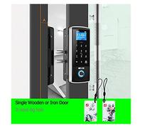 Bloqueo de la puerta inteligente Huella digital electrónica Puerta digital Abre servidor eléctrico Biométrico Dedo Estampado Seguridad Vidrio Tarjeta de contraseña ,Gestión eficiente(Single Iron Wodde