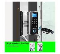 Bloqueo de la puerta inteligente Huella digital electrónica Puerta digital Abre servidor eléctrico Biométrico Dedo Estampado Seguridad Vidrio Tarjeta de contraseña ,Gestión eficiente(RC Iron Wodden)
