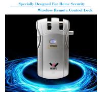 Bloqueo de Puerta Remota de la Puerta sin Llave de WAFU sin Diseño de Orificio de Bloqueo Método de Bloqueo de Tigre USB Fuente de Alimentación Externa con 4 Teclas Remotas para la (SILVER)