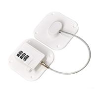 Bloqueo de seguridad infantil para gabinete y refrigerador | Cuerda de alambre de metal con ABS + cuerpo de aleación | Instalación sin perforaciones, seguridad de contraseña (blanco)