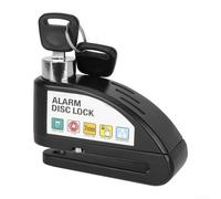Bloqueo de seguridad para freno de disco para motocicleta con alarma fuerte de 120 dB, pasador de bloqueo de empuje de 7 mm, impermeable para una mayor protección contra robo (negro)