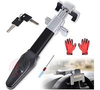 Bloqueo de volante Poweka con alarma de 130 dB para coches, dispositivo antirrobo con destornillador y guantes.