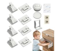 Bloqueo magnético del gabinete, invisible Drawer Latch, Baby Proofing System with Strong Adhesive, Easy Installation and Secure Safety Mechanism for Kitchen Cupboard Doors