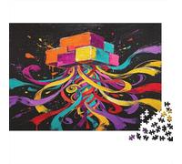 Bloques Abstractos Coloridos Puzzle de 1000 Piezas Juego de Puzzle 1000 Piezas Papel Puzzle para Adultos Arte Fluido Creativo Relajación Hogar Familia Regalo 52x38cm/1000pcs