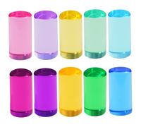 Bloques acrílicos para niños pequeños, 10 unidades, 2 pulgadas, cilindros de bloques de construcción, cubos acrílicos translúcidos y morados para educación escolar, accesorios de mesa sensorial, cubo