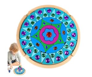 Bloques apilables de madera con piedras preciosas brillantes - Bloques de construcción de madera de haya y diamantes orientales | educativo y decoración estética para la Ma
