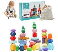Bloques apilables de madera equilibrados - Juego de bloques de madera para aprender a equilibrar, juego creativo de apilamiento para niños, juego educativo para organizar formas para aprender en casa