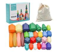 Bloques apilables de madera equilibrados - Juego de bloques de madera para aprender a equilibrar, juego creativo de apilamiento para niños, juego educativo para organizar formas para aprender en casa