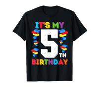 Bloques de 5 años de edad Building Master Builder 5th Birthday Boy Camiseta