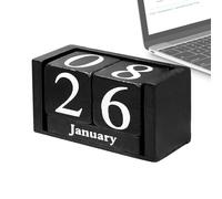 Bloques de calendario de madera - Calendario de escritorio perpetuos | Calendario de bloques de madera rústico para oficina, hogar, decoración de bodas, pantalla de fecha ajustable estilo granja