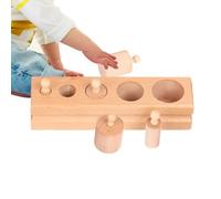 Bloques de cilindros con perillas: casquillos trapezoidales de madera, herramientas de educación sensorial, juguete a juego de madera natural | Regalo de desarrollo de la infancia para niños p