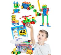 Bloques de construcciσn de ladrillos, juguetes STEM: juguetes educativos de construcciσn para niρos de 4 a 8 aρos con 101 piezas, herramientas, g