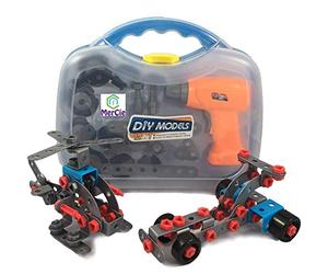 Bloques de construcción 12 en 1 | 282 piezas para construirte un auto, avión, moto y camiones. Con herramientas que incluyen un destornillador eléctrico | Gran regalo para niños 6 7 8 9 10+ años