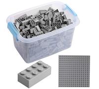 Bloques de construcción - 520 Piezas, compatibles con Todos los demás Fabricantes - Incluyendo la Caja y la Placa Base, Gris Claro