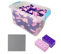Bloques de construcción - 520 Piezas, compatibles con Todos los demás Fabricantes - Incluyendo la Caja y la Placa Base, Mezcla de Rosa y Morado