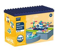 Bloques de Construcción Blandos para Niños Pequeños. Compatible con Lego Duplo. 60 Piezas y Base de Montaje