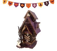 Bloques De Construcción Casa Halloween | Decoración Casa Encantada Halloween | Adornos Rústicos Iluminados para Chimenea Centro De Mesa Comedor Estilo Granja Terror
