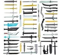 Bloques de construcción de brazos medievales, 50 piezas, juego de accesorios de armas que incluye espadas anchas y pinzas para mini soldados, perfecto para modelo de escena medieval