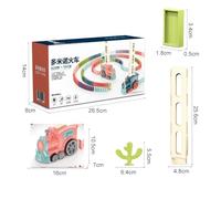 Bloques de Construcción de Caída Automática, Juego de Tren de dominó, Juguete Educativo Colorido para Niños, Seguro e Higiénico, Material Plástico (Pink)