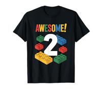Bloques de construcción de cumpleaños para niño, Fiesta temática de ladrillo, Segundo cumpleaños Camiseta