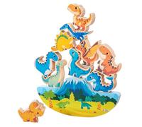 Bloques De Construcción De Dinosaurios - Juguetes Apilables De Madera Para Dinosaurios, Juguetes Educativos Para La Familia, Juego De Juegos Interactivos Stem, Actividades De Aprendizaje Preescolar |