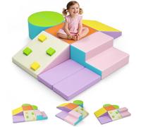 Bloques de construcción de espuma de 7 piezas,bloques de construcción de | Bloques blandos para interiores, grandes bloques de construcción para niños, juguete Montessori, bloque plegable y túnel para