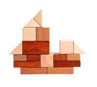 Bloques de construcción de madera - 6,69 x 6,69 x 1,3 pulgadas, juguete de libro natural, bordes lisos, diferentes formas | Montesori juguetes apilables con bordes redondeados, juego educativo para